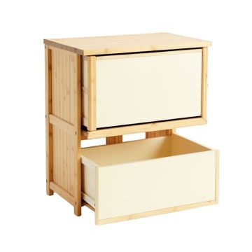 Reed Bend Freestanding Pull-Out Hamper Cabinet - Cream