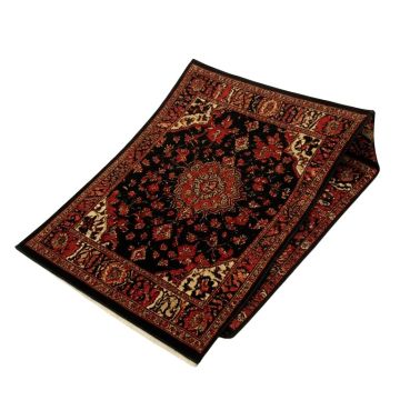 Cheatom Oriental Machine Made Power Loom Wool And Polyester Black/Red/Brown Area Rug