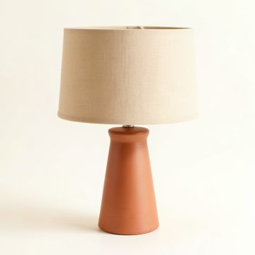 Flint Bluff Table Lamp With A Plain Fabric Shade - Terracotta (synthetic illustration; no displayed measurements)