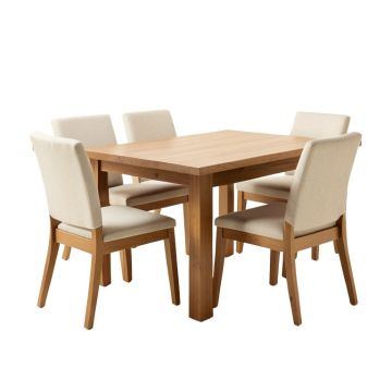 Hodur Butterfly Leaf Rubberwood Solid Wood Dining Set