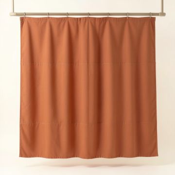 Ash Branch Shower Curtain Hanging Flat From A Plain Rod - Terracotta (synthetic illustration; no displayed measurements)