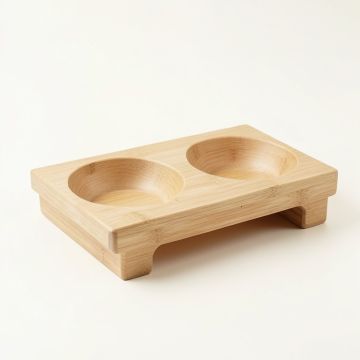 Clay Bluff Pet Feeding Stand With Two Plain Empty Bowls - Beige (synthetic illustration; no displayed measurements)