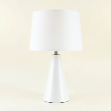 Hill Bridge Table Lamp With A Plain Fabric Shade - White (synthetic illustration; no displayed measurements)