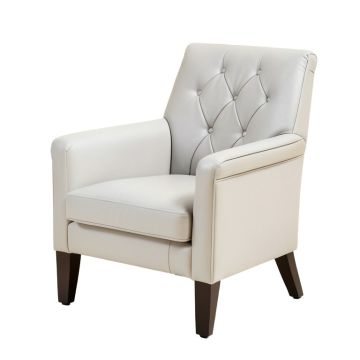 Josef Tufted Upholstered Arm Chair In White/Grey