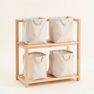 Oak Brook Laundry Sorting Station With Plain Removable Bags - Beige (synthetic illustration; no displayed measurements)