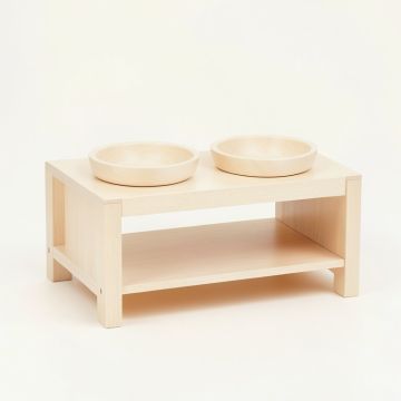 Heath Bend Pet Feeding Stand With Two Plain Empty Bowls - Ivory (synthetic illustration; no displayed measurements)