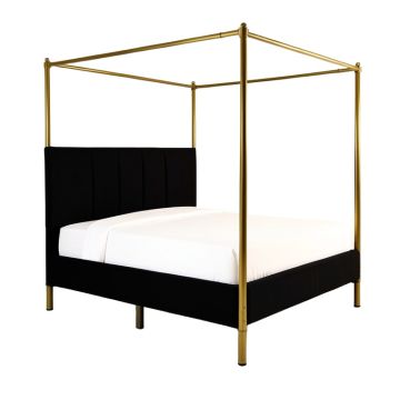 Vanalstyne Queen Upholstered Low Profile Four Poster Bed
