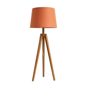 Flint Canyon Floor Lamp With A Plain Fabric Shade - Terracotta