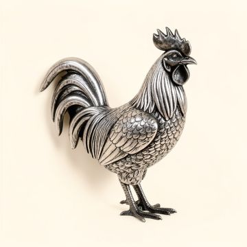 Plate Shape Print Rooster Metal Wall Décor (synthetic illustration; no displayed measurements)