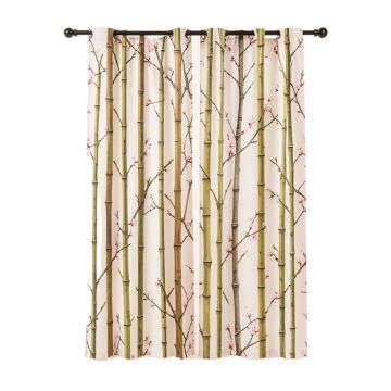 Gilus Cherry Blossom Bamboo Sheer Single Curtain Panel