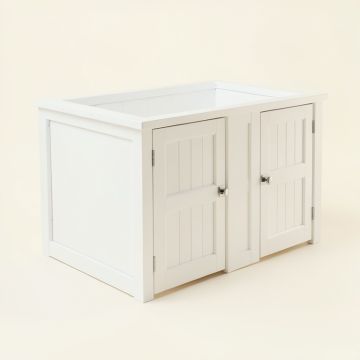 Bay Bend Empty Furniture-Style Litter Enclosure - White (synthetic illustration; no displayed measurements)