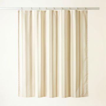 Pine Bridge Shower Curtain Hanging Flat From A Plain Rod - Cream (synthetic illustration; no displayed measurements)