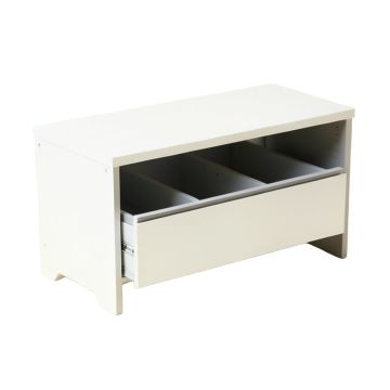 Shoe Storage Bench With Drawer And Open Compartments