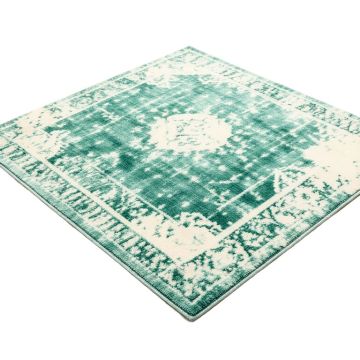 Amato Power Loom Teal/White Rug