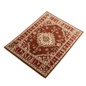 Duras Geometric Power Loom Brown/Red/Beige Area Rug Set