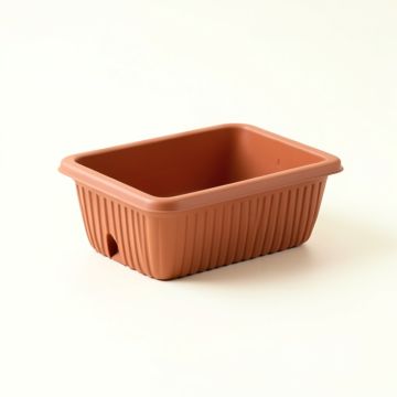Laurel Branch Empty Railing Planter With Integral Brackets - Terracotta (synthetic illustration; no displayed measurements)