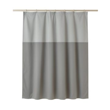 Summit Arc Shower Curtain Hanging Flat From A Plain Rod - Gray