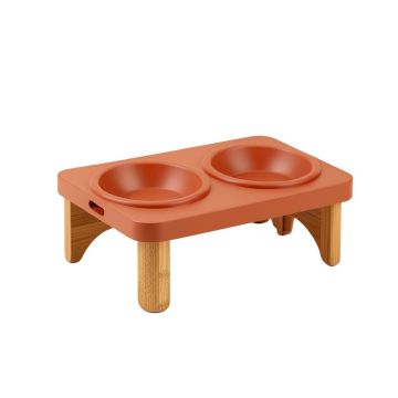 Summit Bridge Pet Feeding Stand With Two Plain Empty Bowls - Terracotta