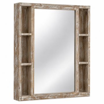 Jaymes Traditional/Rustic Distressed Mirror With Shelves