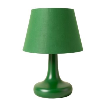Wren Bluff Table Lamp With A Plain Fabric Shade - Green