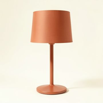 Flint Dale Table Lamp With A Plain Fabric Shade - Terracotta (synthetic illustration; no displayed measurements)