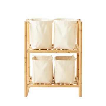 Laurel Branch Laundry Sorting Station With Plain Removable Bags - Cream