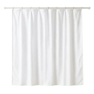 Field Bend Shower Curtain Hanging Flat From A Plain Rod - White
