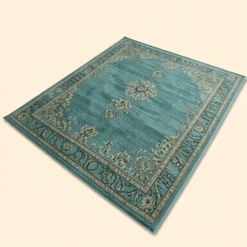 Hagerman Vintage Filigree Textured Weave Indoor/Outdoor Teal Area Rug (synthetic illustration; no displayed measurements)
