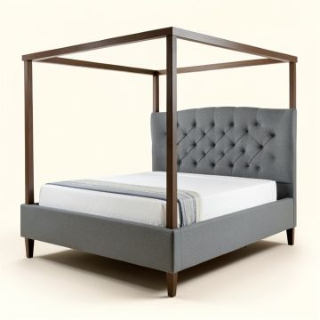 Wigston Queen Tufted Upholstered Low Profile Four Poster Bed (synthetic illustration; no displayed measurements)