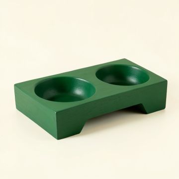 Laurel Edge Pet Feeding Stand With Two Plain Empty Bowls - Green (synthetic illustration; no displayed measurements)