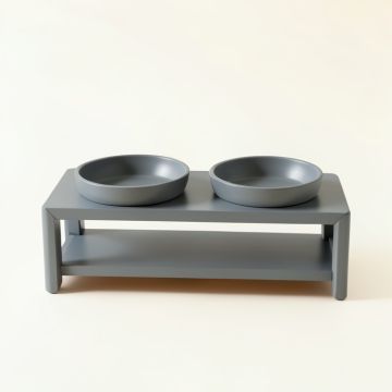 Moss Brook Pet Feeding Stand With Two Plain Empty Bowls - Gray (synthetic illustration; no displayed measurements)