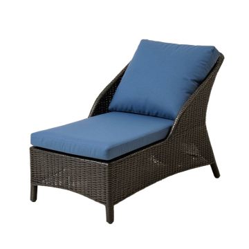 Elienor Outdoor Adjustable Lounge Wicker Chair With Blue Cushion
