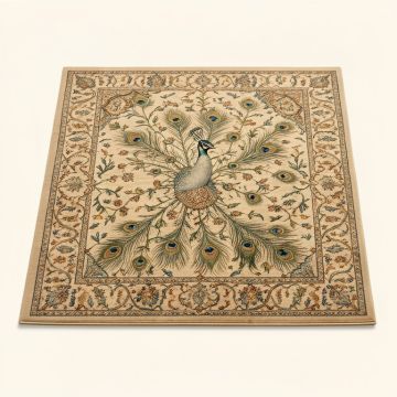 Tate Oriental Tufted Peacock Area Rug (synthetic illustration; no displayed measurements)