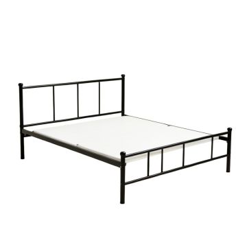 Metal And Wood Bed Frame With Headboard And Footboard