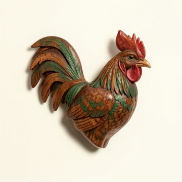 Ghanaian Rooster Artisan Crafted Bird Theme Original Mask Wall Décor (synthetic illustration; no displayed measurements)