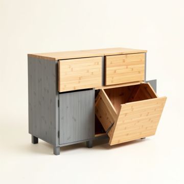Brook Crest Freestanding Pull-Out Hamper Cabinet - Gray (synthetic illustration; no displayed measurements)