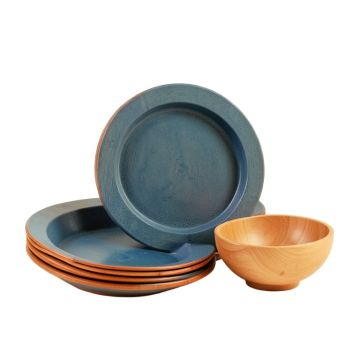 Melange 12-Piece Bamboo Dinnerware Set ( Campers Kayak ) | Shatter-Proof And (synthetic illustration; no displayed measurements)