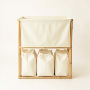 Dune Crest Laundry Sorting Station With Plain Removable Bags - Cream (synthetic illustration; no displayed measurements)