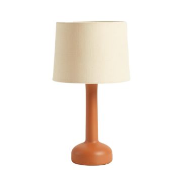 Cliff Arc Table Lamp With A Plain Fabric Shade