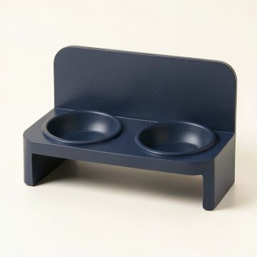 Wren Canyon Pet Feeding Stand With Two Plain Empty Bowls - Navy (synthetic illustration; no displayed measurements)