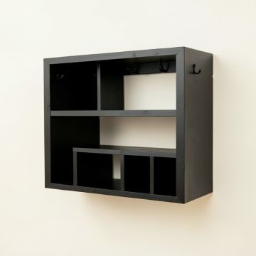 Linden Edge Wall-Mounted Entryway Organizer Shelf - Black (synthetic illustration; no displayed measurements)