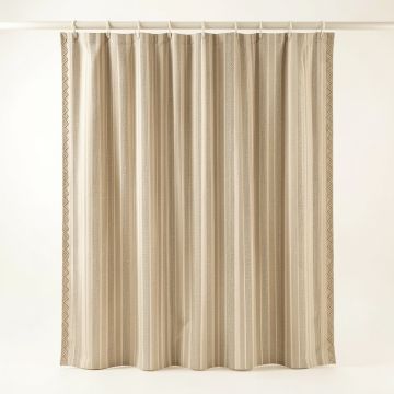 Birch Dell Shower Curtain Hanging Flat From A Plain Rod - Beige (synthetic illustration; no displayed measurements)
