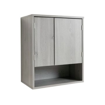 Oak Arc Wall-Mounted Laundry Cabinet - Gray