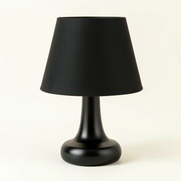 Elm Bridge Table Lamp With A Plain Fabric Shade - Black (synthetic illustration; no displayed measurements)