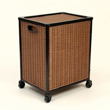 80 Qt . Rattan Rolling Cart Cooler (synthetic illustration; no displayed measurements)