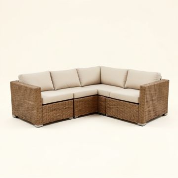 Cotswald 4 Piece Rattan Sectional Seating Group With Cushions (synthetic illustration; no displayed measurements)
