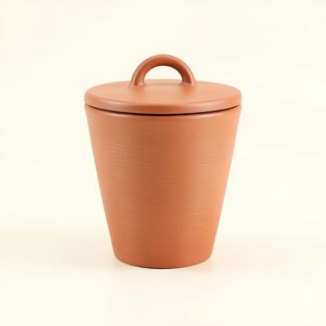 Reed Arc Storage Canister With Lid - Terracotta (synthetic illustration; no displayed measurements)
