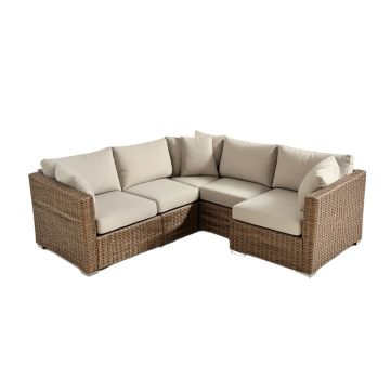 Falmouth 4 Piece Rattan Sectional Seating Group With Cushions (synthetic illustration; no displayed measurements)