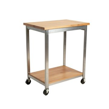 Amalie Wooden Kitchen Cart With Metal