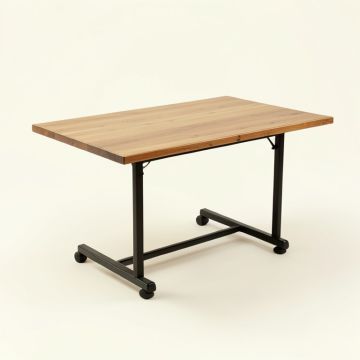 35.4 '' Solid Oak Iron Dining Table (synthetic illustration; no displayed measurements)